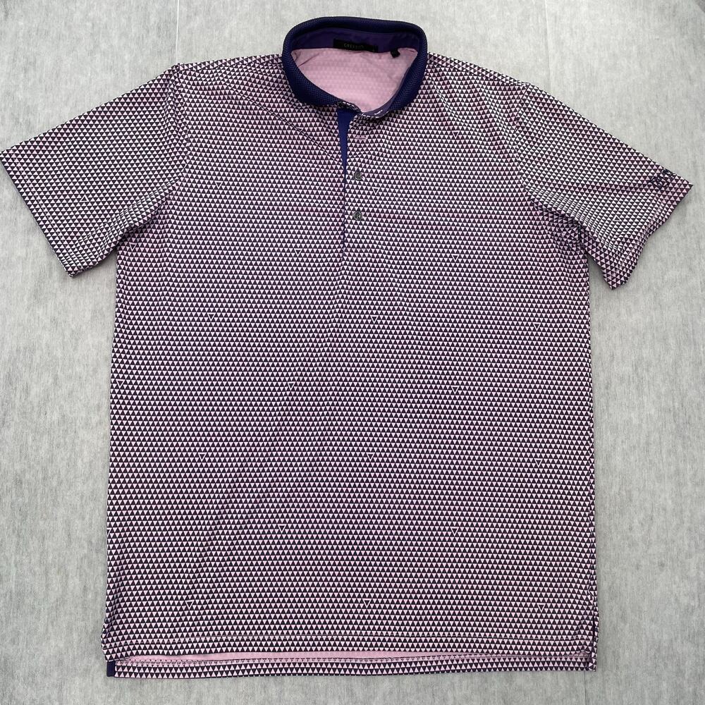 Greyson Shirt Adult Large Purple Pink Polo Triangle Pattern Golf Stretch Mens L